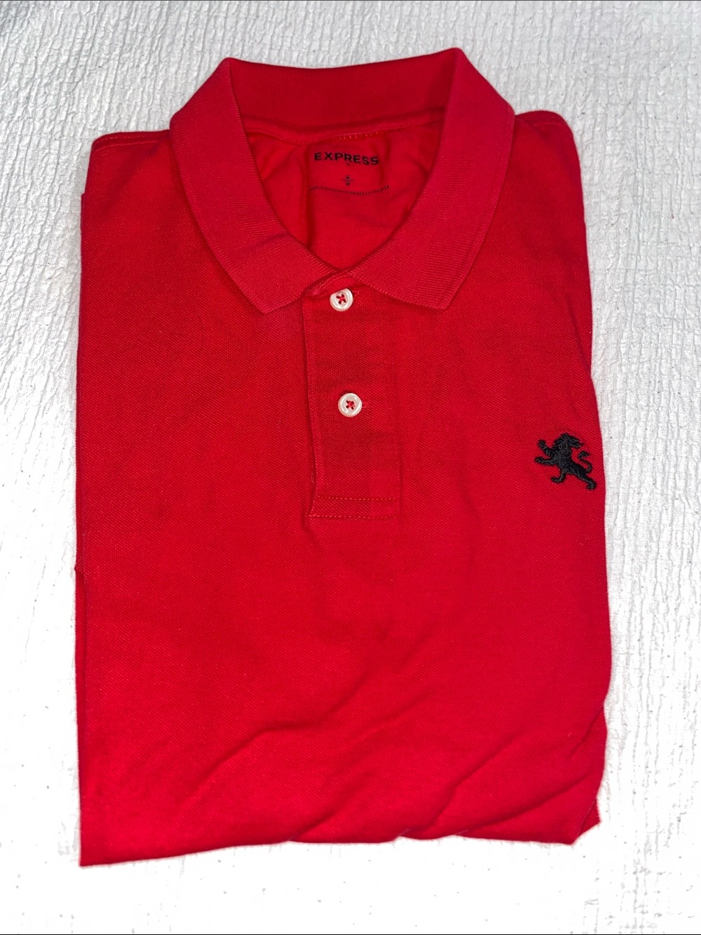 Express Men’s Bright Red Polo with Embroidered Lion